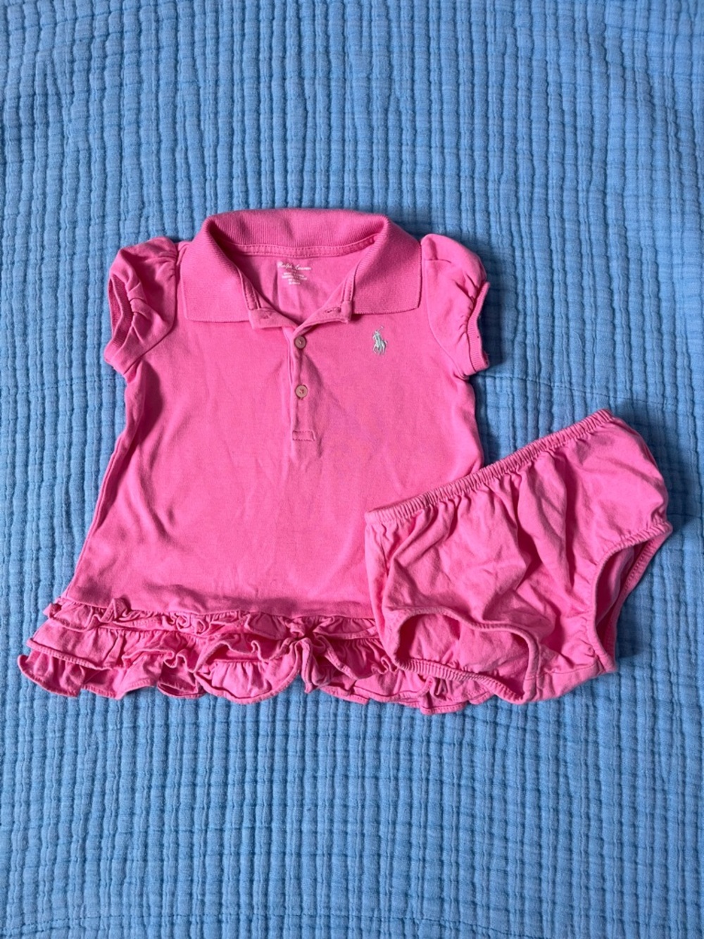 Ralph Lauren baby girl polo ruffle dress & bloomers pink